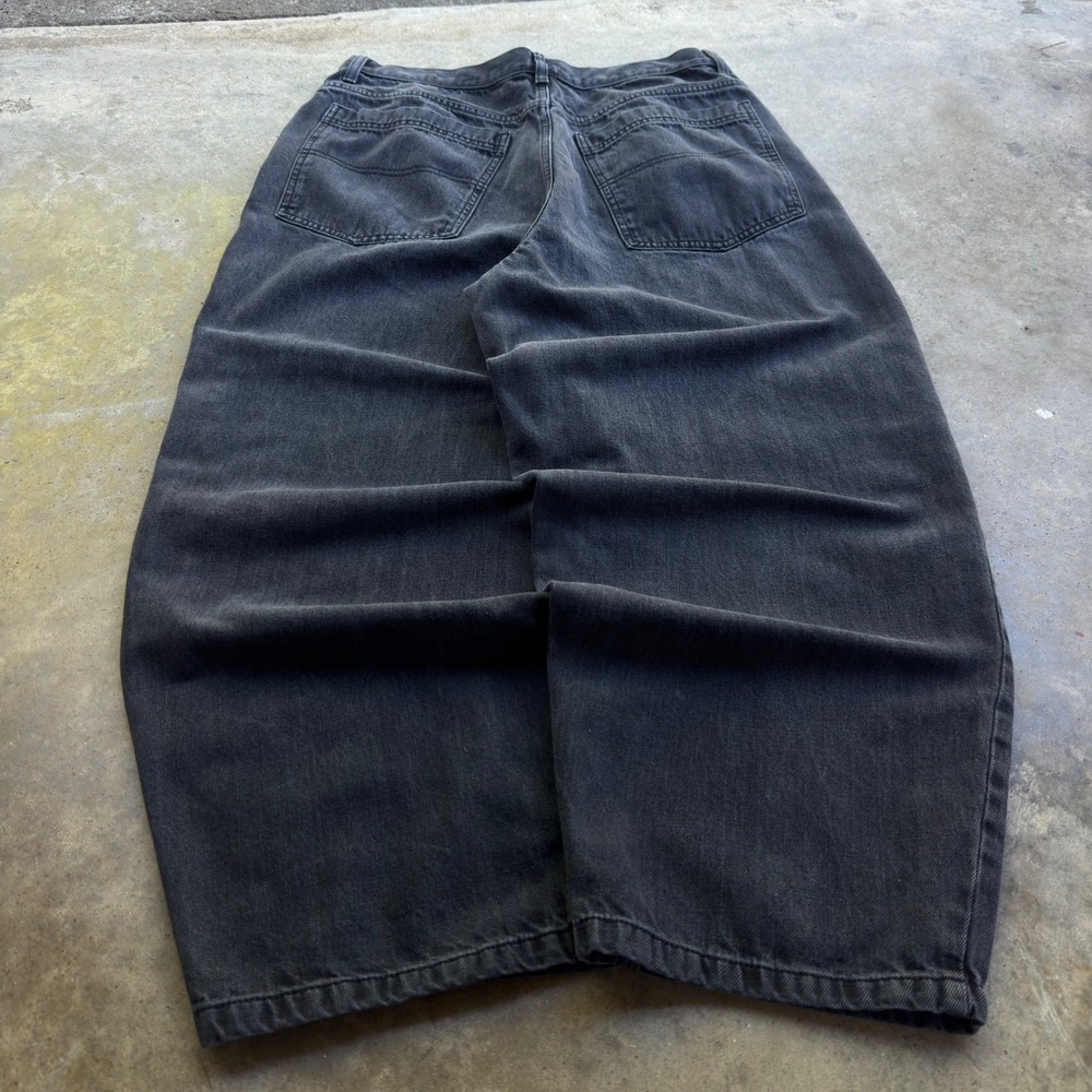 Vintage 90s Topshop Baggy Wide Leg Southpole Style Denim Jeans Black 34 (j3)
